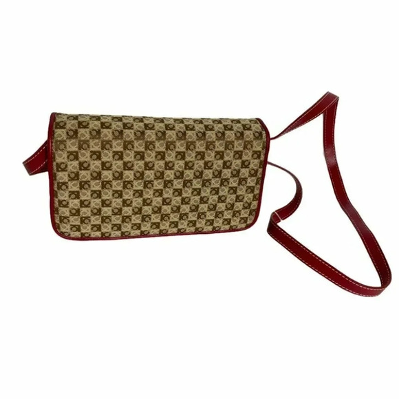 Liz Claiborne 8.5”x 5” tan signature with red trim bag NWOT - Picture 1 of 8